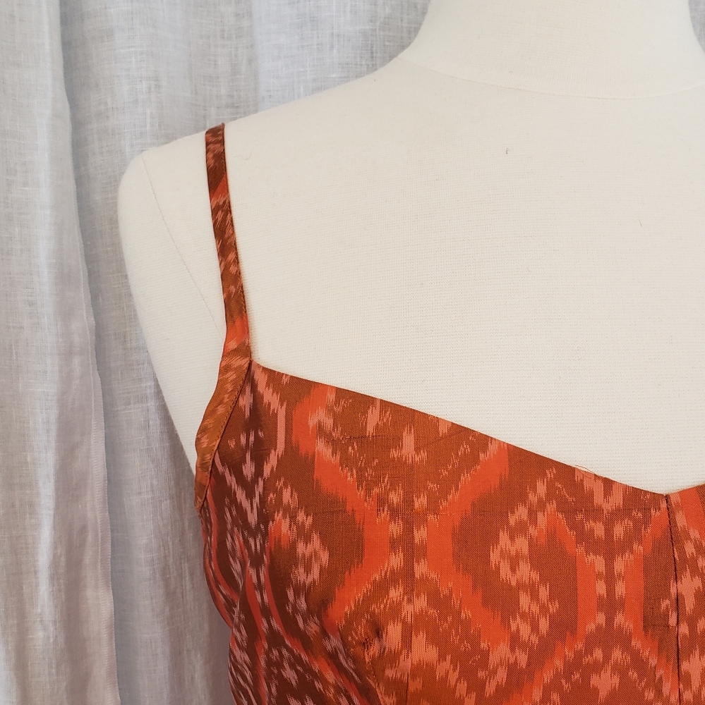 Rusty Orange Silk Ikat dress by Banana